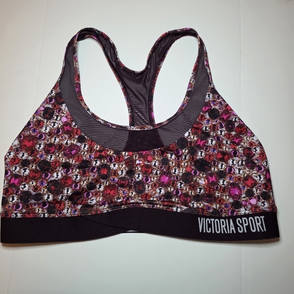 Victoria Sport Jewel Print Sports Bra Mesh Trim Sz L